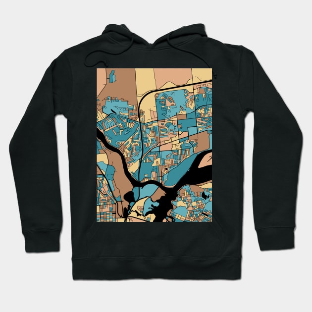 Gatineau Map Pattern in Mid Century Pastel Hoodie by PatternMaps